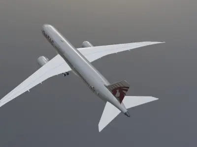 Qatar airways boeing 787-9 low poly 3D Model  Low-poly 3D model