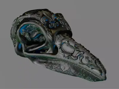 Deluxe Ornamental Bird skull 3D print model
