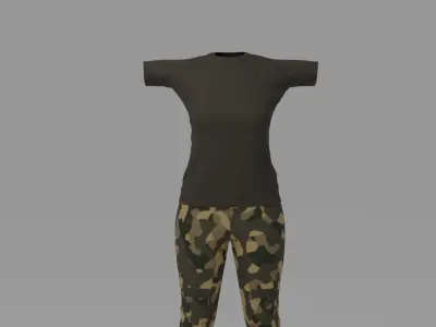 Military Woman Uniform Low-poly 3D model
