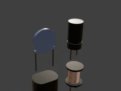 Electrical components  Low-poly 3D model