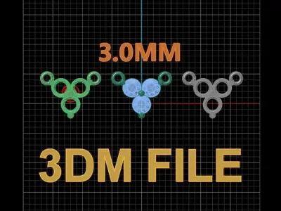 3 Stone Triangle Frame Solitaire Pendant 3mm 3D print model