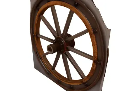 Rusty Iron Cart Wheel 3D Model 3D model