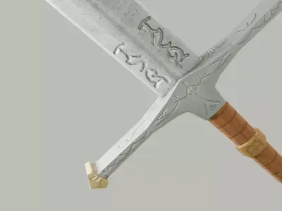 Rune Engraved Sword or Longsword Low-poly 3D model