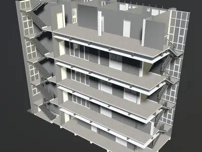 Office building in section cut 3D model