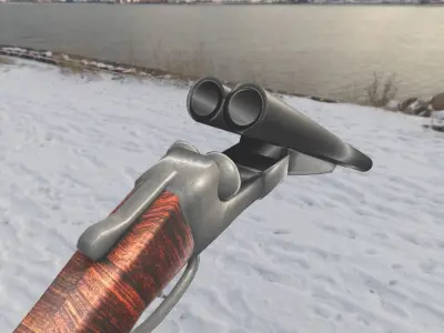 LowPoly DoubleBarrel Shotgun Low-poly 3D model