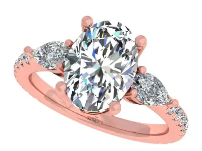 3carat Oval And Pear Stone Engagement Ring 3D print model purchase