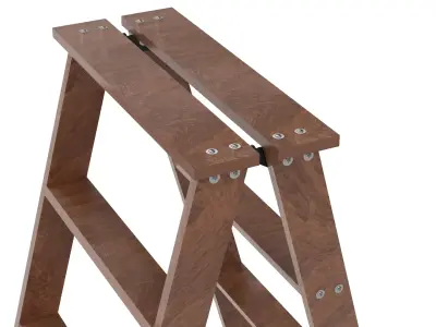 Double Sided Wooden Ladder Brown 3D model