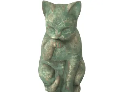 Grooming cat oxydated statue 3D model