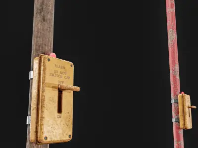 Military Alarm Pole Low-poly 3D model