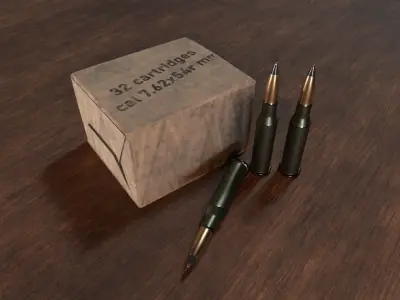 Ammo cal 7 62x54 Low-poly 3D model