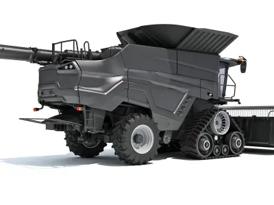 Black Combine Harvester V5 3D model