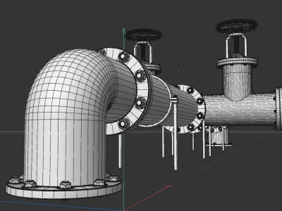 Pipe with valve 3D model