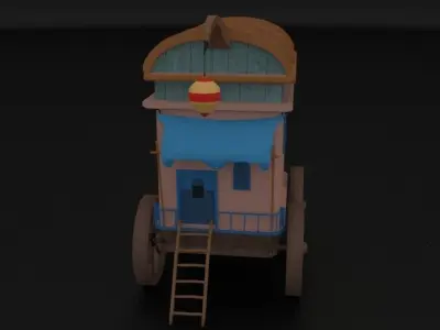  Stylized Medieval Caravan Low-poly 3D model