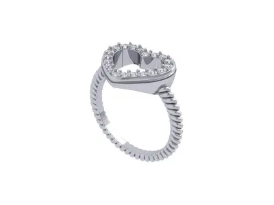 Heart Ring 3D print model 9