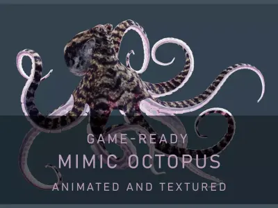 Animated Mimic Octopus Low-poly 3D model