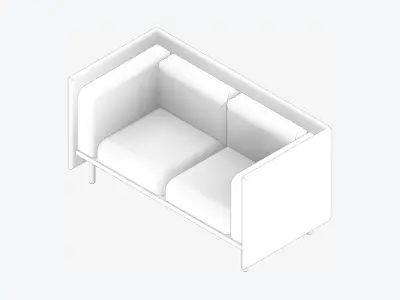 Furniture - Sofa - Contemporary - Flame - Small Low-poly 3D model