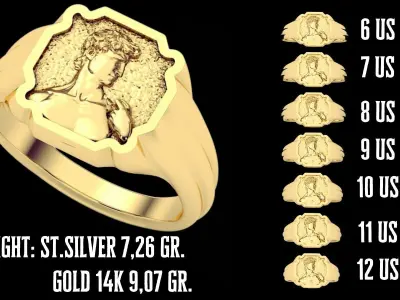 3d jewelry ring David ready to printing and casting 3D print model