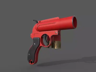 Flare gun Low-poly 3D model 2