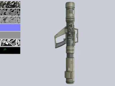 Scifi bazooka Low-poly 3D model
