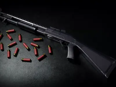 SPAZ M4 Shotgun Low-poly 3D model