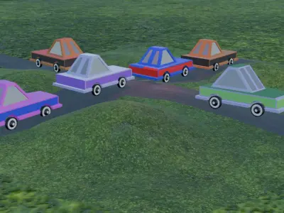 stylized low poly car pack with scene  3d car model Free low-poly 3D model