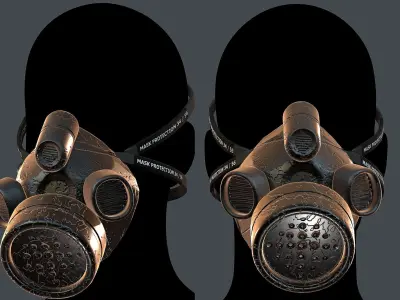 Gas mask helmet 3d model scifi Low-poly Low-poly 3D model Low-poly 3D model 5
