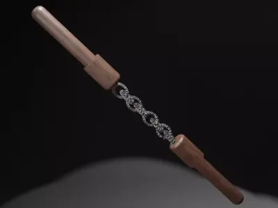 The nunchaku wooden sword Low-poly 3D model