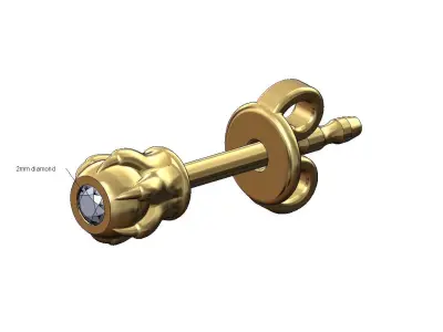 Diamond claw bead vintage stud earring 3D print model