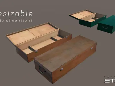 Photorealistic PBR F1A Old Wood Box Case Low-poly 3D model