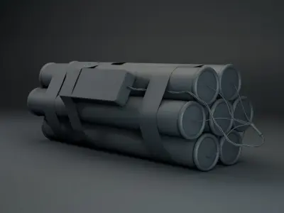 Ticking time bomb wired with TNT dynamite and digital clock Free 3D model
