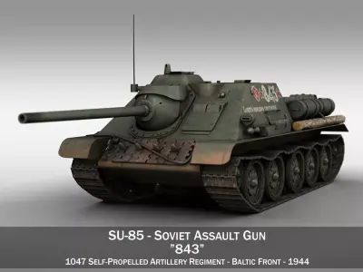 SU-85 - 843 - Soviet Self-Propelled Gun  3D model