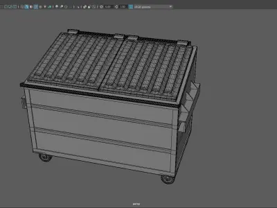 Dumpster trash can with graffiti 3D model