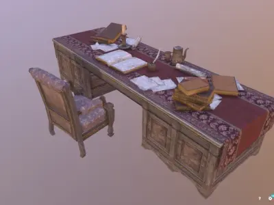 Antique Desk Low-poly 3D model purchase