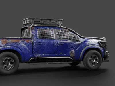 Nissan titan Warrior armored pickup truck gaming ready Free low-poly 3D model