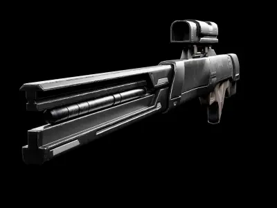 Simple sci fi sniper gun or rail gun Low-poly 3D model