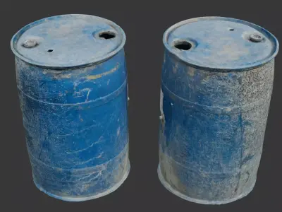  Dirty Plastic Barrel Scan Low-poly 3D model