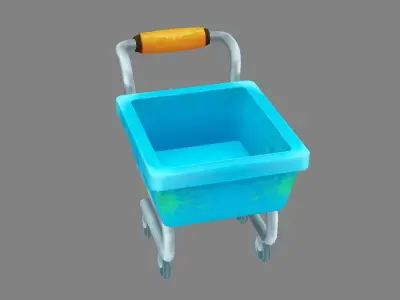 Cartoon dirty shopping cart Low-poly 3D model