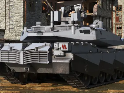 Old Grey Tank Abrams X Rigged for Maya 3D model