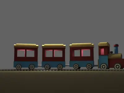 Stylized Toy Train Low-poly 3D model