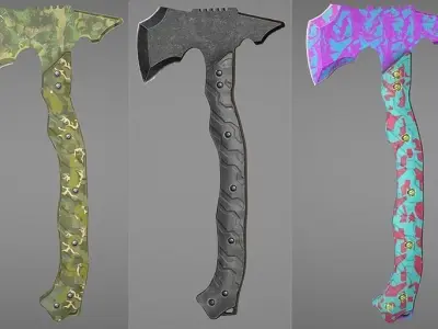 Tactical Axe - Game Model - Five Types Of Textures  Low-poly 3D model
