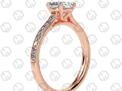 Ring 72 Cushion Shape and princess on shanks with Gems 3D print model