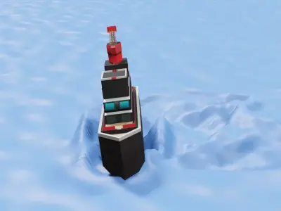 low poly ship floating in ocean Low-poly 3D model