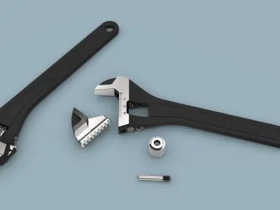 Adjustable wrench 3D model