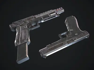 Glock gun Low-poly 3D model purchase
