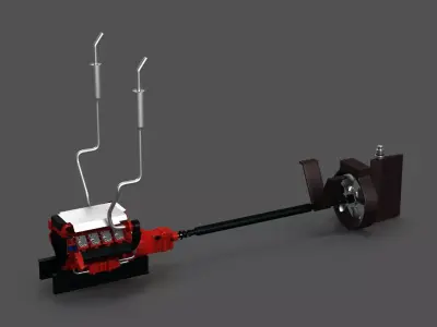 V8 Marine Engine System 3D model