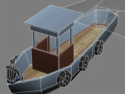 Lowpoly Boat fishing in water Free low-poly 3D model
