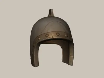 Chinese Rust Medieval Helmet - Character Design Low-poly 3D model