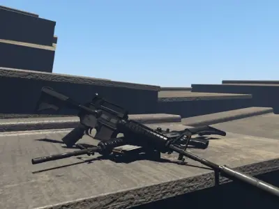 M4A1-S carbine Low-poly 3D model