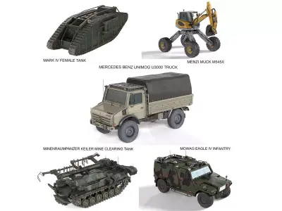 5 Military Vehicles Collection v4 Low-poly 3D model
