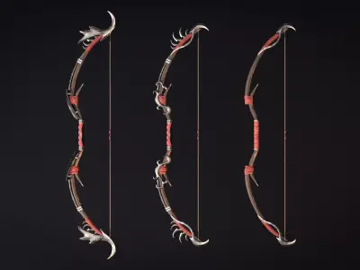 Modular Bow Game-ready Low-poly 3D model
